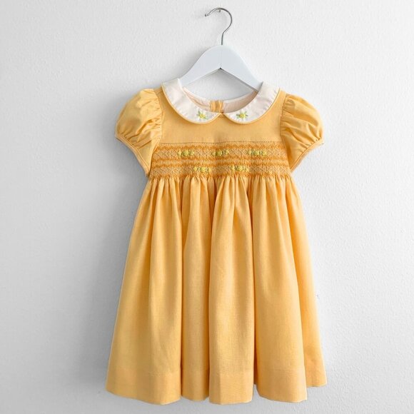 Other - NWT Pretty Girls Embroidered Smocked Dress Boutique Princess Sunshine Yellow 9M